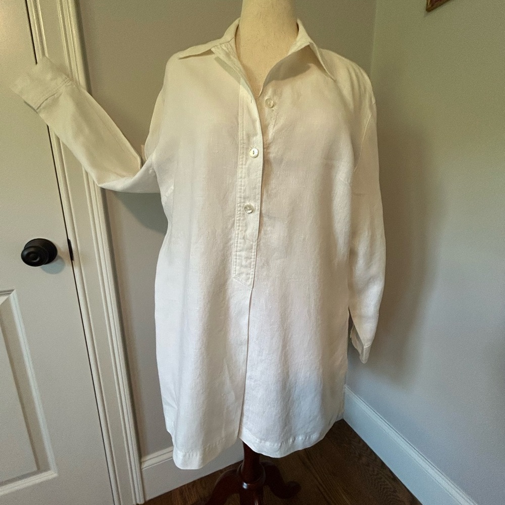 Classic White Linen Cover up